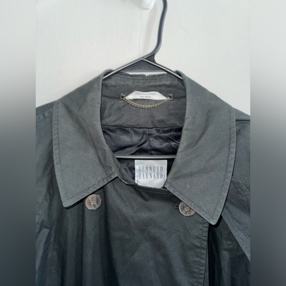 Kenneth Barnard Fifth Avenue Black Button Down Rain Trench Coat Size 44 Reg - Picture 2 of 6